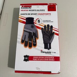 Karbon Heated Leather Sports Gloves Goat Skin Leather Palm, Men’s Size Medium